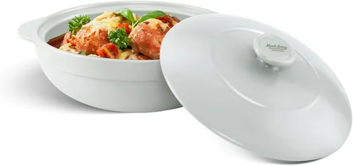Miniatura 10 de MINH LONG - Horno holandés de porcelana de 2 cuartos con tapa, sin plomo ni cadmio, apto para horno hasta 482 °F, retención de calor, olla de Luna