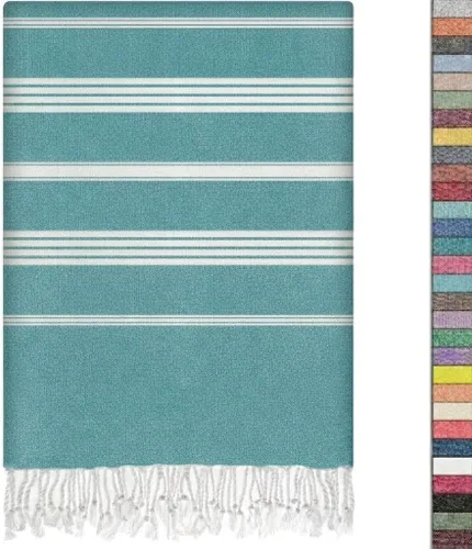 Miniatura 14 de EPHESUS TOWELS Toalla de playa turca de gran tamaño de 38 x 70 pulgadas, diseño sultán, toalla turca para playa, baño, piscina, gimnasio, yoga