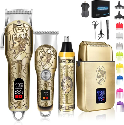 Juego de cortapelos profesional para hombres, cortapelos y recortadores, cortadora de pelo inalámbrica, máquina de corte de pelo con pantalla LED