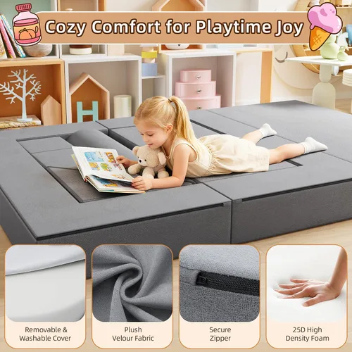 Miniatura 7 de TOLEAD Sofá de juego de 11 piezas para niños, muebles imaginativos para niños creativos, muebles de dormitorio de niños pequeños a adolescentes