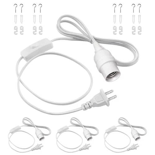 Miniatura 23 de DiCUNO Cable de extensión de linterna colgante E26, lámpara de control de interruptor de cable en línea para enchufar y apagar, 6.6 pies, negro
