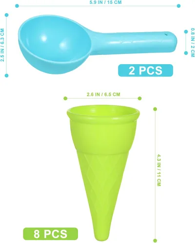 Miniatura 3 de Toddmomy Juguetes para niños pequeños, 10 piezas de plástico para helados, juegos de arena para niños, juego sensorial al aire libre para niños
