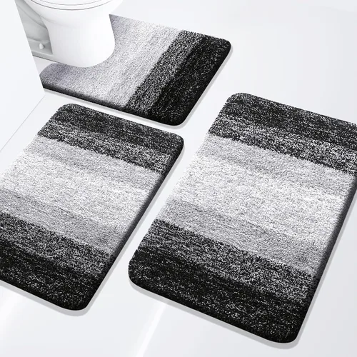 Miniatura 27 de Arotive - Juego de alfombras de baño de 3 piezas, alfombras de baño extra suaves y absorbentes, alfombrillas de baño lavables a máquina y que se