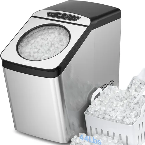 WIE - Máquina para hacer hielo en pepitas para encimera, 20 kg en 24 horas, máquina de hielo en pellets con función de autolimpieza, tanque de 0.75