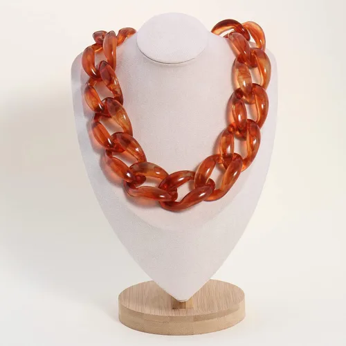 Miniatura 2 de Beryohz Gargantilla gruesa de moda de acrílico con eslabones de cable para mujer