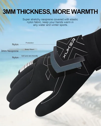 Miniatura 2 de XUKER Guantes de neopreno para mujeres y hombres, guantes de buceo de 0.118 pulgadas para mantener el calor para buceo, buceo, kayak, esnórquel