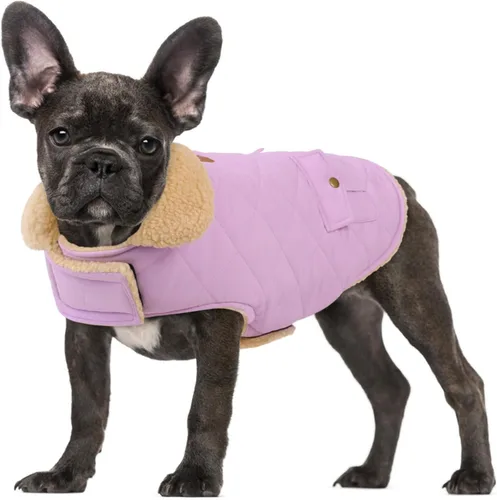 Miniatura 9 de Abrigo de invierno para perros pequeños y medianos, chaqueta a cuadros para cachorros, abrigo de algodón para clima frío, prendas cálidas y Rojo