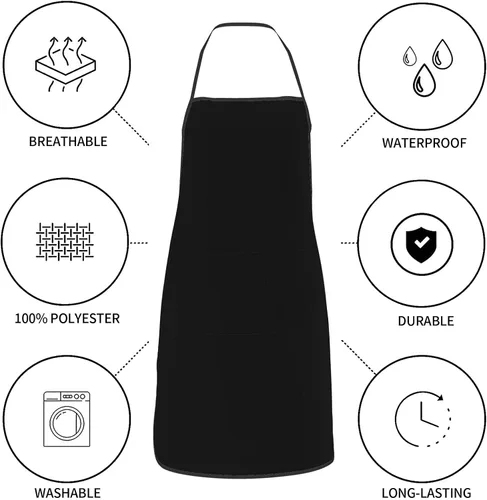 Miniatura 7 de Delantal de diseño personalizado para mujeres y hombres con bolsillos, delantal de cocina personalizado, diseño de logotipo de texto