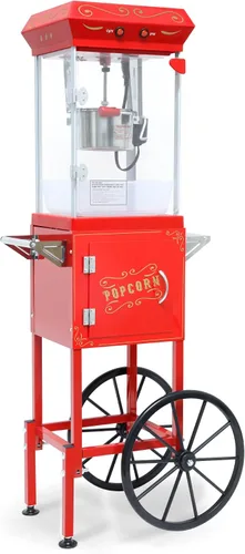 Miniatura 19 de Máquina de palomitas de maíz con carrito, con ruedas, cuchara de aceite de acero inoxidable, carrito móvil con taquillas para cine en casa Negro