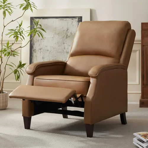 VKNOW Silla reclinable, sillón reclinable de piel sintética con reposabrazos, asiento de cine en casa con respaldo ajustable y soporte lumbar, sofá