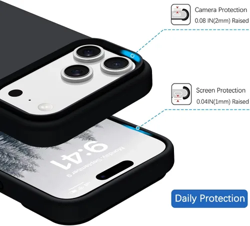 Miniatura 6 de GUAGUA Funda compatible con iPhone 17 Pro Max de 6.9 pulgadas, silicona líquida, goma de gel suave, delgada, forro de microfibra delgada