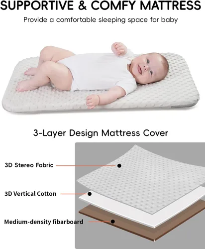 Miniatura 5 de Cuna para bebé - Cuna para dormir al lado de la cama, Cunas al lado de la cama 3-en-1 para bebé, Cuna con movimiento, con colchón cómodo, ruedas