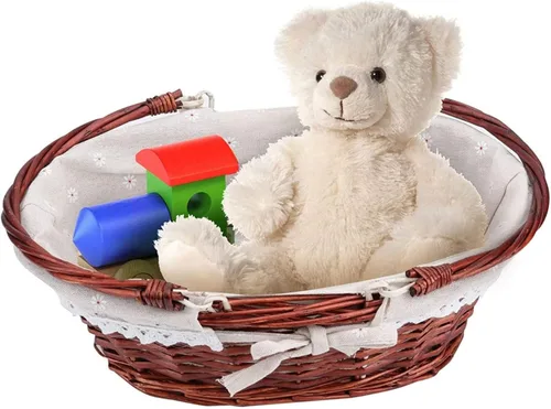 Miniatura 6 de 2 cestas pequeñas de mimbre para picnic, cesta tejida de sauce marrón, cesta de frutas de Pascua, decoración de fiesta de boda, cesta de servir