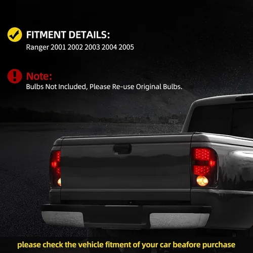 Miniatura 7 de DWVO Conjunto de luces traseras compatibles con Ford Ranger 01-05 2001 2002 2003 2004 2005 luces traseras de repuesto LED