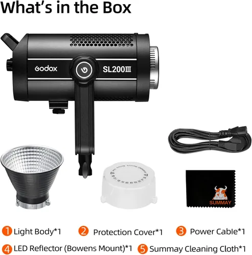 Miniatura 7 de Godox SL200III 215W (MAX.) Luces LED de fotografía de video, luces de estudio Bowens, salida continua, 8 efectos de iluminación preestablecidos