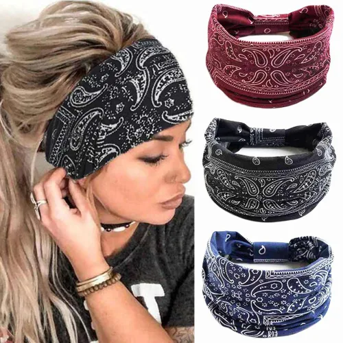 CAKURE Diademas anchas bohemias anudadas para la cabeza, bufanda africana para la cabeza, accesorios para el cabello de motocicleta, para mujeres y