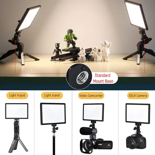 Miniatura 7 de VILTROX 2 juegos de lámpara de luz LED de fotografía con bicolor 3300K-5600K, pantalla LCD HD, CRI 95 para DSLR mesa estudio fotográfico