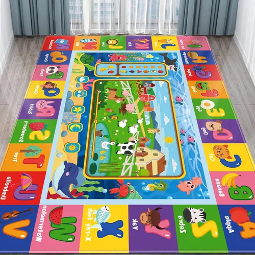 Tapete de juego para el suelo, tapete de juego para niños, tapete educativo para el tiempo boca abajo, tapete de juego ABC suave para niños para