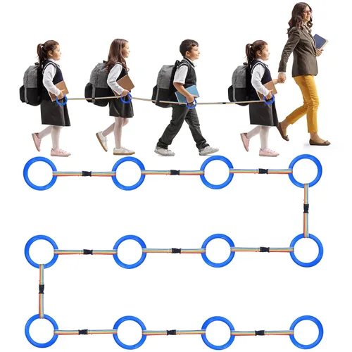 Tatuo Juego de 12 cuerdas para caminar para niños en edad preescolar, cuerda de transición desmontable, cuerda de seguridad para guardería Azul