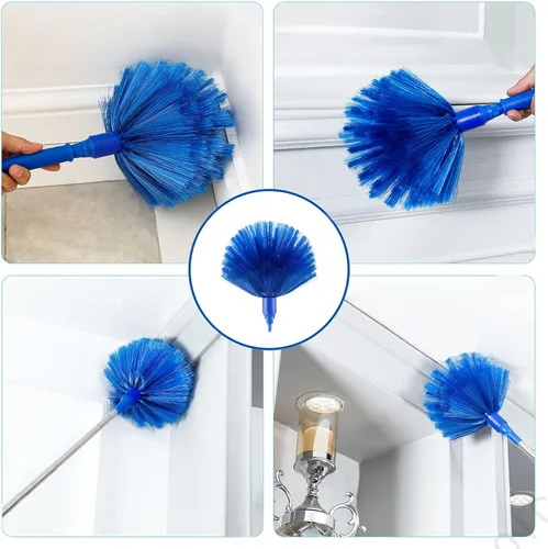 Miniatura 4 de ZZ LAZYCOTTAGE Plumero de microfibra con 2 juegos de asas, varilla telescópica duradera de 15 a 98.1 pulgadas de largo, lavable, plumeros para Azul