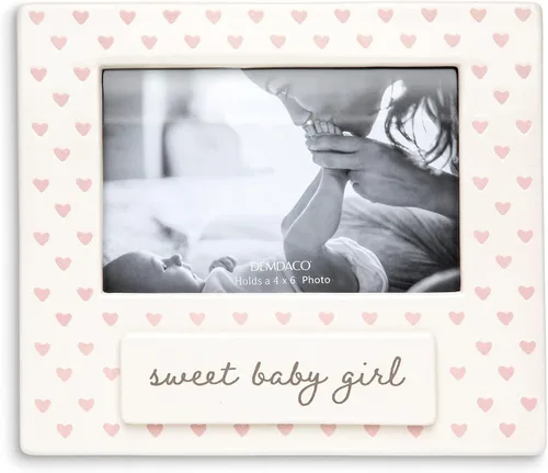 DEMDACO Sweet Baby Frame - Colección Sweet Baby - Marco de fotos con colgador de estilo triángulo, azulejos de cerámica, decoración de exhibición,
