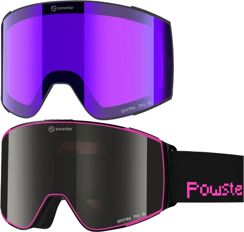 Miniatura 24 de Powster - Gafas de esquí OTG, gafas de snowboard magnéticas, lente intercambiable sin marco, protección UV, antiniebla, para patinaje móvil