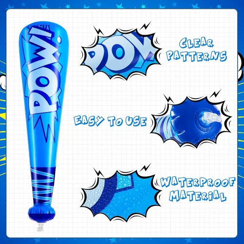 Miniatura 3 de WILLBOND 18 bates inflables de béisbol de 17 pulgadas a granel, regalos de fiesta de béisbol, premios de carnaval, inflable, juguete inflable con 1