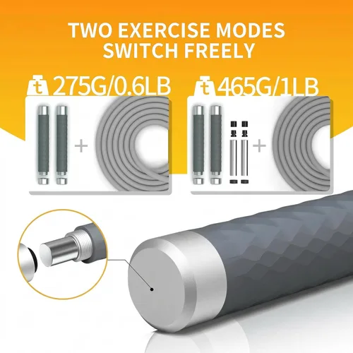 Miniatura 2 de PROIRON Cuerda de saltar con peso de 1 libra, cuerda de saltar con mango de aleación de aluminio, cuerda de saltar extra gruesa de 0.276 in