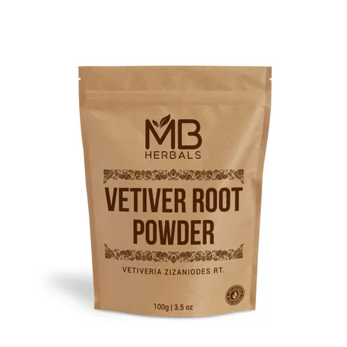 MB Herbals Vetiver Polvo 100 gramos (3.5 oz) | Khus | Vetiveria Zizanioides | Para paquetes faciales