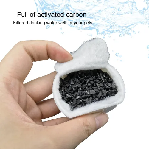Miniatura 2 de Paquete de 16 filtros de repuesto para fuente de mascotas, 8 filtros de carbono y 8 prefiltros de espuma de repuesto compatibles con múltiples