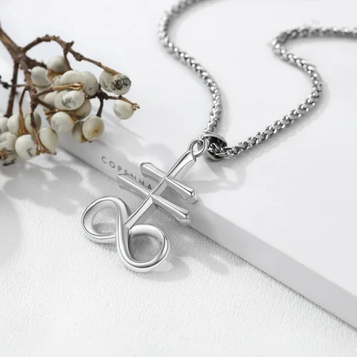 Miniatura 93 de PROSTEEL Satanic Jewelry Upside Down Cross Necklace for Men Women, 316L Stainless Steel/925 Sterling Silver Inverted Cross/Leviathan Cross Pendant