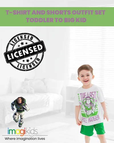 Miniatura 4 de Disney Pixar Toy Story Woody Buzz Lightyear Bo Peep Rex - Conjunto de camiseta atlética y pantalones cortos de malla, para bebés y niños pequeños