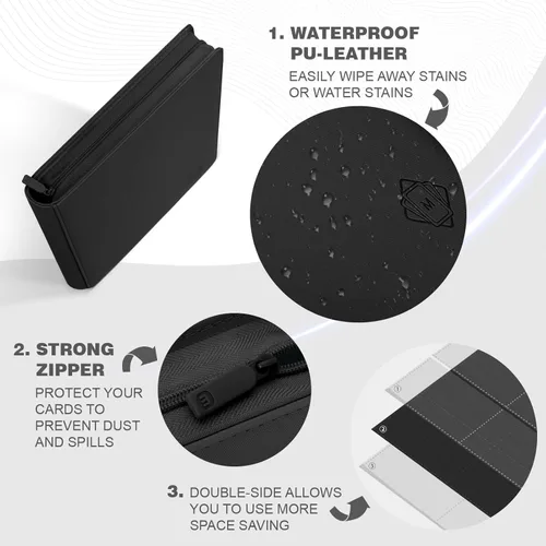 Miniatura 4 de Carpeta de Tarjetas Premium de 16 Bolsillos, Carpeta de Tarjetas de Intercambio Sostiene hasta 1000+ Tarjetas Álbum de Colección de Tarjetas 44 negro