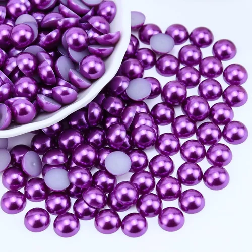 Miniatura 32 de 1500 PIEZAS 4mm Perlas Blancas de Media Parte Plana para Manualidades Joyería Álbum de Recortes Decoración de Uñas, Perlas de Parte Plana para Blanco