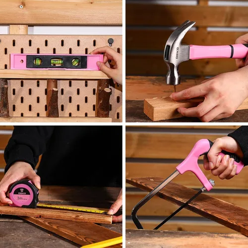 Miniatura 7 de Juego de herramientas de taladro eléctrico rosado: taladro eléctrico inalámbrico de 20 V, controlador, caja de herramientas con batería