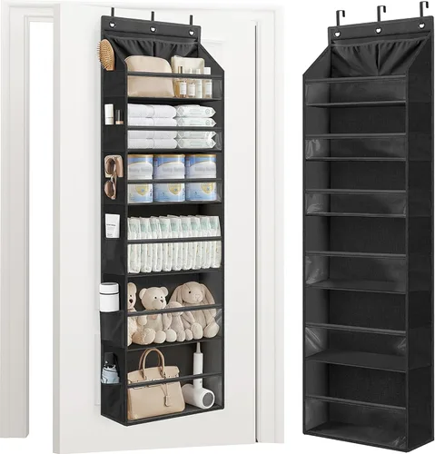STORAGE MANIAC Organizador para colgar sobre la puerta, organizador colgante de gran capacidad, bolsillos profundos transparentes detrás de la