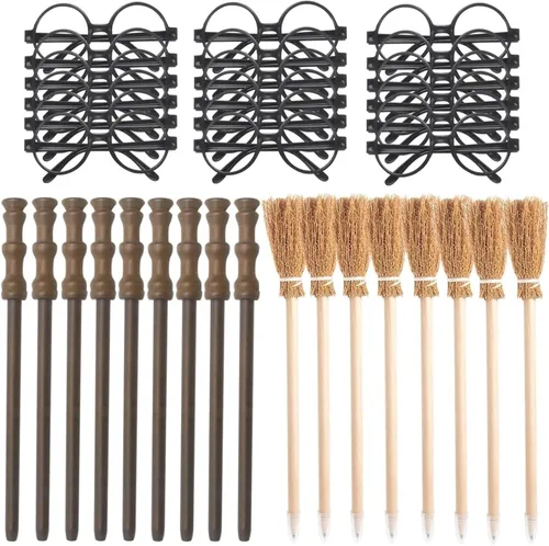 Miniatura 6 de Kit de suministros para fiestas, lentes redondos negros con marco redondo, sin lentes, lápiz de escoba, lápiz de varita para cumpleaños escolar