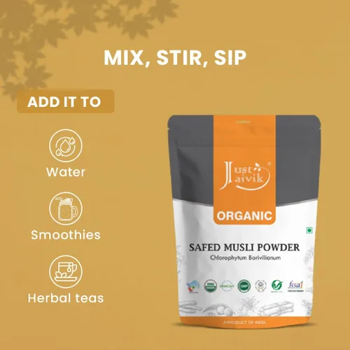 Miniatura 4 de Polvo Musli 100% orgánico seguro – Chlorphytum Borivillianum 227 GMS / 1/2 libra / 08 onzas – Procesado en instalaciones registradas por la FDA