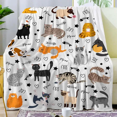 Miniatura 2 de Manta Linda de Gato con Patrón de Animales Mascotas Regalos para Amantes de Gatos Manta de Franela Suave y Ligera para Niños y Adultos 50"x40