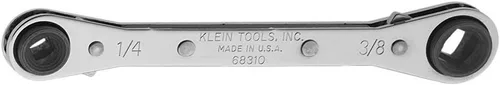 Klein Tools 68310 Llave de refrigeración de trinquete, fabricada en Estados Unidos, llave reversible con tamaños cuadrados de 3/16 y 5/16 pulgadas y