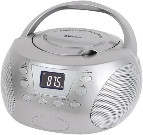 Miniatura 7 de HANNLOMAX HX-332CD portátil CD Boombox, radio FM PLL, Bluetooth, pantalla LCD, entrada auxiliar, fuente de alimentación dual AC/DC (rosa)