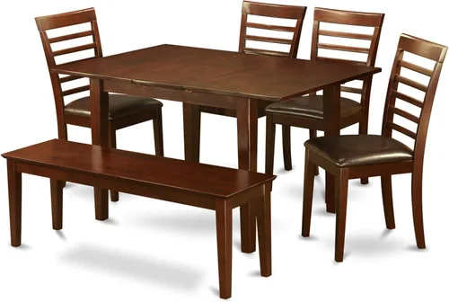 Miniatura 11 de East West Furniture PSML6D-MAH-W - Juego de mesa de comedor moderno de 6 piezas que contiene una mesa rectangular de madera con hoja de mariposa y 4