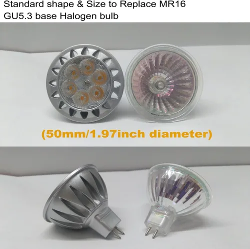 Miniatura 2 de Bombillas LED ALIDE MR16, 7 W, 60 Grados, GU5.3, Reemplazan bombillas halógenas de 50 W a 75 W, 2700 K, luz blanca cálida, 12 V, voltaje bajo, foco