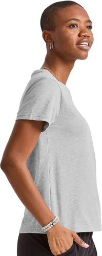 Miniatura 3 de Hanes Camiseta de algodón original para mujer, camiseta clásica con cuello redondo, talla grande disponible