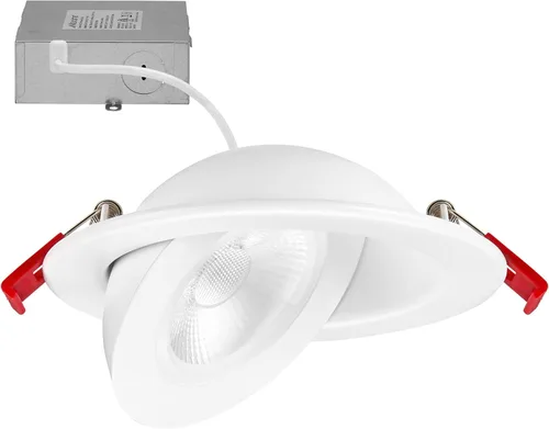 Maxxima Foco flotante LED empotrable ultrafino giratorio de 4 pulgadas, 900 lúmenes, 5 CCT seleccionables 2700 K/3000 K/3500 K/4000 K/5000 K, Blanco