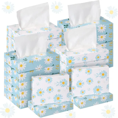 Yinder 24 paquetes de 960 hojas de pañuelos faciales desechables para automóvil, cajas faciales desechables para pañuelos de viaje, cajas suaves de
