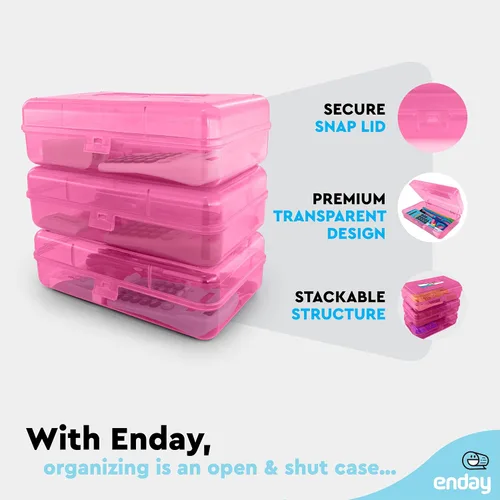 Miniatura 3 de Emraw Caja de almacenamiento de utilidad, caja de lápices multiusos de color brillante para suministros escolares, caja de lápices de plástico
