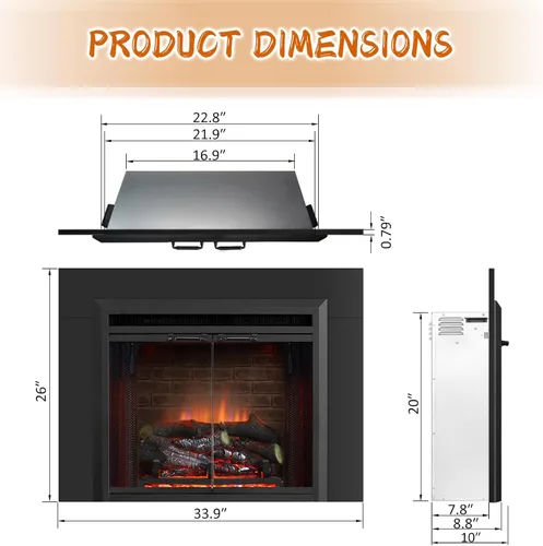 Miniatura 3 de PuraFlame Klaus - Inserto eléctrico para chimenea de 23", con kit de adornos, sonido de chispas de fuego, tronco de resina, puerta de vidrio