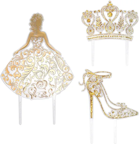 Miniatura 2 de DecoPac QUINCEANERA - Kit de decoración de tartas, adornos para tartas y cupcakes XL-GOLD para niñas, dulces 15 cumpleaños y fiestas, membrillo años