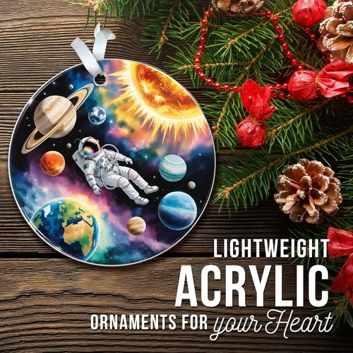 Miniatura 4 de ZAGKOO Adorno de Navidad de astronauta 2025 – Adornos espaciales del universo para árbol – Adorno de planeta y sistema solar para amantes